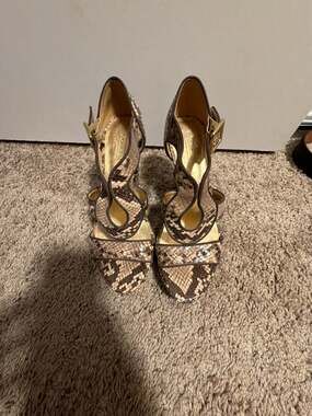 Coach Snakeskin Print Platform High Heel Sandals